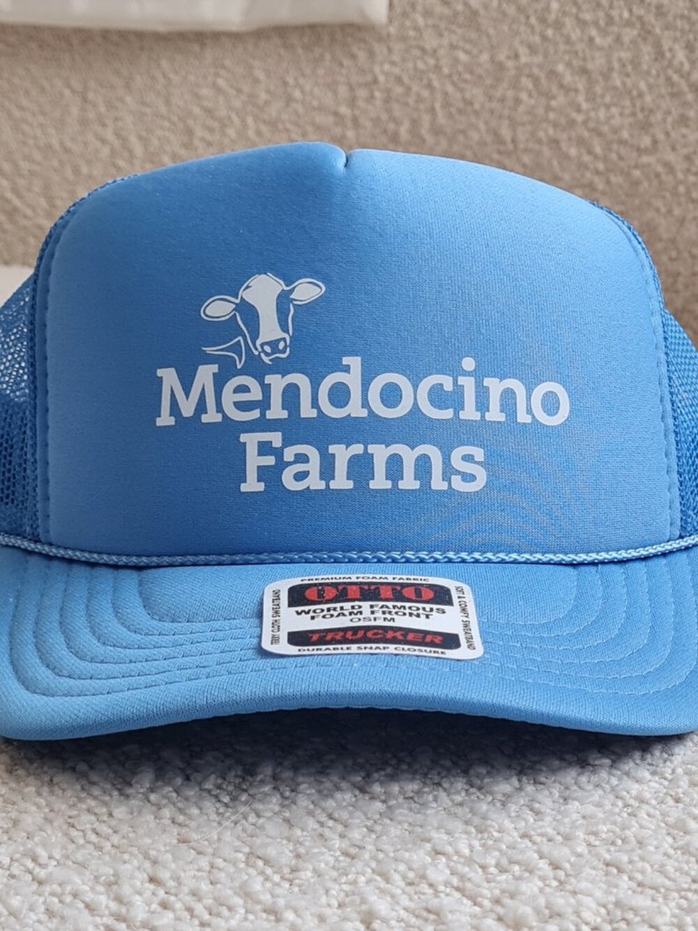 New Trucker Hat Blue Mendocino Farm Cow Y2K